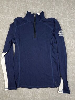 Vintage Ralph Lauren RL Active Waffle 1/4 Zip Pullover Navy Womens XL Running